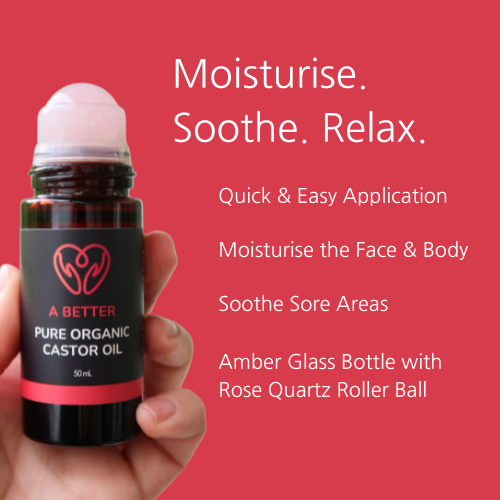 Pure Organic Castor Oil Roll-On 50mL - Amber Glass Bottle Rose Quartz Roller-3