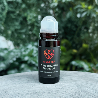 Pure Organic Beard Oil 50 mL - Roll-On - For Short Beards or Stubble-0