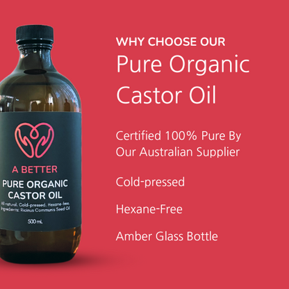 Pure Organic Castor Oil 200 mL - Amber Glass Bottle