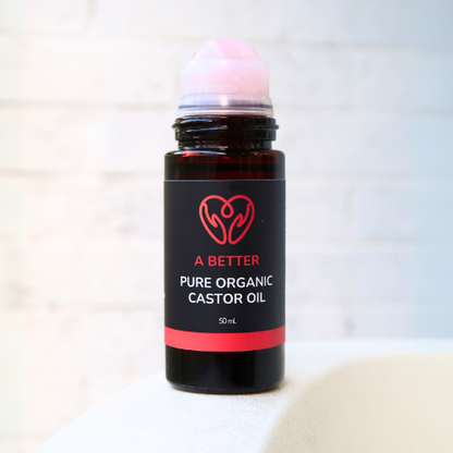 Pure Organic Castor Oil Roll-On 50mL - Amber Glass Bottle Rose Quartz Roller-0